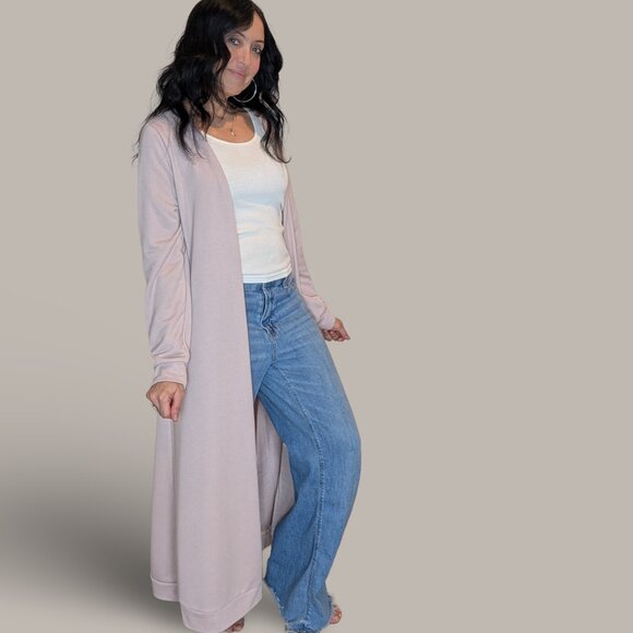 Dusty Pink Floor Length Duster Sweater - Large - Picture 1 of 8